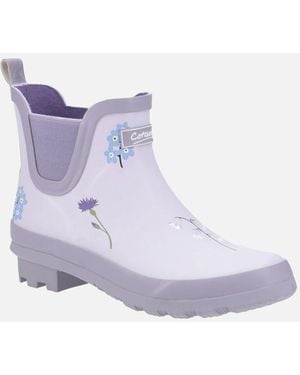 Cotswold Wildflower Ankle Rubber Lilac Wellington Boots - Purple
