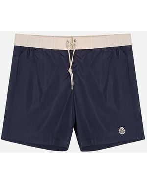 Moncler Contrast Wasitband Swimshorts - Blue