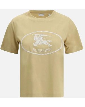 Burberry Embroidered Knight Stamp Cotton T-Shirt - White