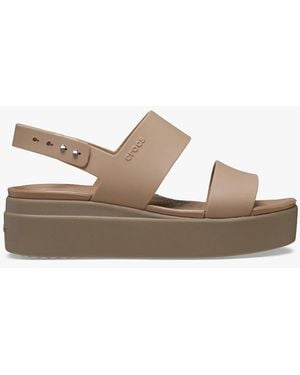Crocs™ 206453-2El Brooklyn Low Wedge Sandals Latte/Mushroom - White