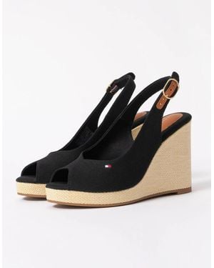 Tommy Hilfiger Flag Slingback Wedge Espadrille - Black
