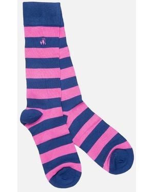 Swole Panda Bamboo Socks Rich Striped - Blue