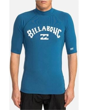 Billabong Logo Surf Short Sleeve Rash Vest - Blue
