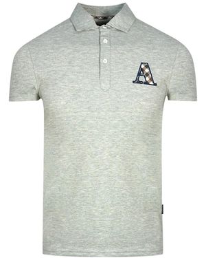 Aquascutum Check A Logo Polo Shirt - Grey