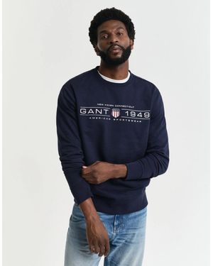 GANT Graphic Crew Neck Sweatshirt - Blue