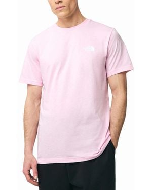 The North Face T Shirt Simple Dome Soft Cotton Short Sleeve Crew Neck Tops - Pink