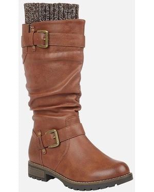 Lotus Juniper Knee High Slouch Boots - White