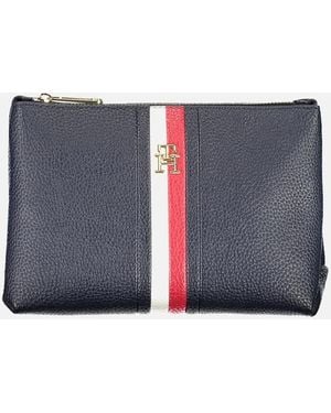 Tommy Hilfiger Chic Pochette With Bold Accents And Secure Zip Closure - Blue