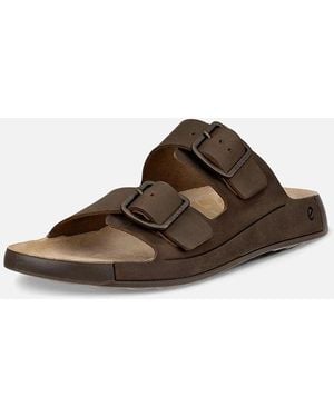 Ecco Cozmo Nubuck Two-Strap Sandals - Brown