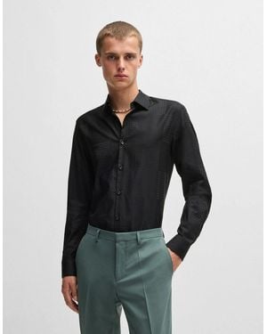 BOSS Kenno Checkerboard Print Shirt - Blue