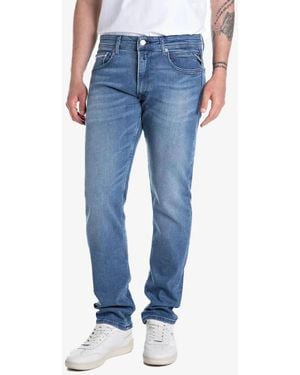 Replay Grover Straight Power Stretch Denim - Blue