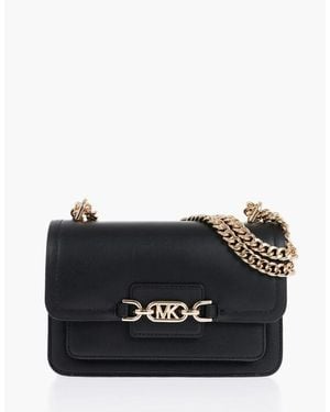 Michael Kors Polished Leather Shoulder Bag With Logo - Black