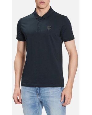 Armani Emporio Ea7 Polo Shirts Jersey Cotton Polo T Shirts Summer Tee - Blue