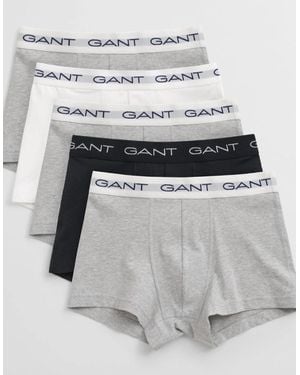 GANT 5-Pack Slim Fit/Regular Waist Boxer Trunks, Light Melange - White