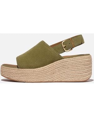 Fitflop Platforms Espadrille Suede Wdge Backstrap Sandals Camo - Natural