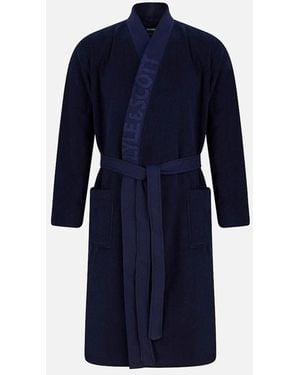 Lyle & Scott Jacquard Text Dressing Gown - Blue