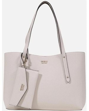 Guess Structured Tote Bag With Inside Pockets - Natural