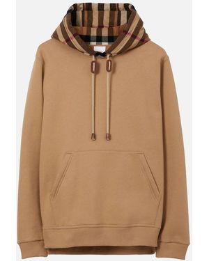 Burberry Check Trim Hooded Sweatshirt Camel - Natural
