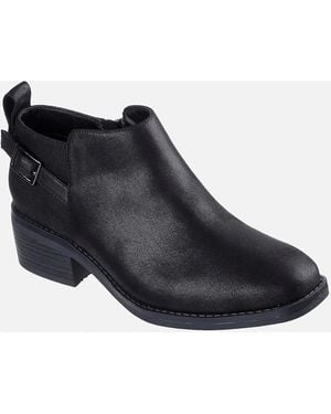 Skechers Bobs Wander Luxe Textile Heeled Ankle Boots - Black