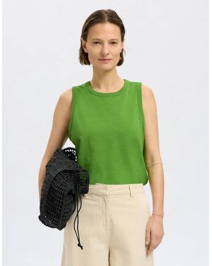SELECTED Femme Essential Sleeveless Boxy Tank Top Spindle Tree - Green