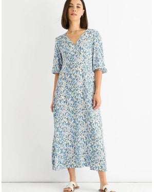 Gini London Floral Print Viscose Midi Dress - Blue