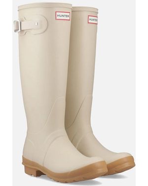 HUNTER Original Tall Boot Rubber Gravel/Biscuit Wellington Boots - White