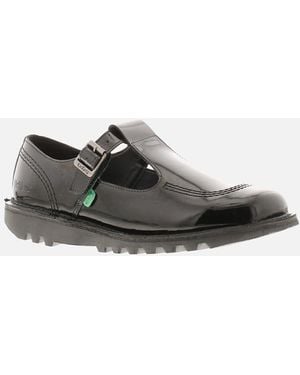 Kickers School Shoes Kkck Lo Aztec Buckle Patent Uk Size - Black