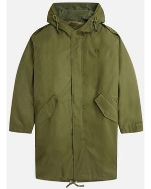 Fred Perry Fur Lined Parka Jacket - Green