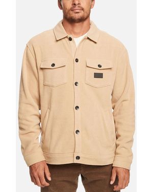 Quiksilver Sherpa Fleece Button Front Overshirt Jacket - Natural
