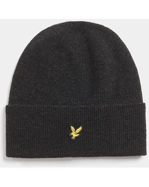 Lyle & Scott Lyle & Scott Lambswool Blend Ribbed Beanie - Black