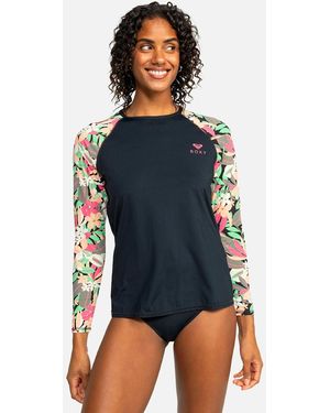 Roxy Printed Swim Uv Protect Long Sleeve Rash Vest - Blue