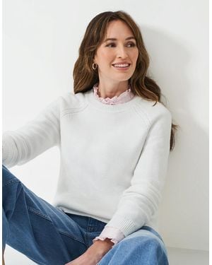 Crew Cotton Stitch Jumper Linen - White