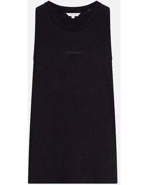 Calvin Klein Cotton Linen Beach Tank Top Vest - Black