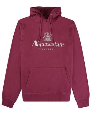Aquascutum Active Big Logo Burgundy Hoodie - Purple