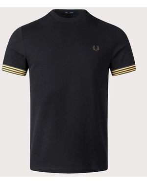 Fred Perry M7707 Striped Cuff T-Shirt - Black