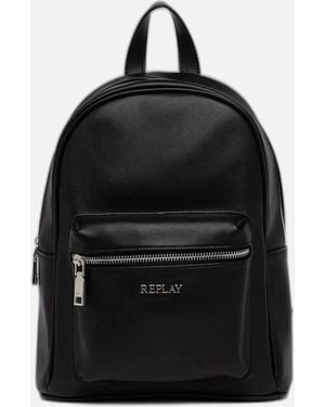 Replay Plain Rucksack With Zip Pockets For Bags - Black