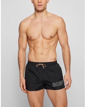 BOSS Boss Mooneye Quick-Drying Swim Shorts With Outline Logo - Black