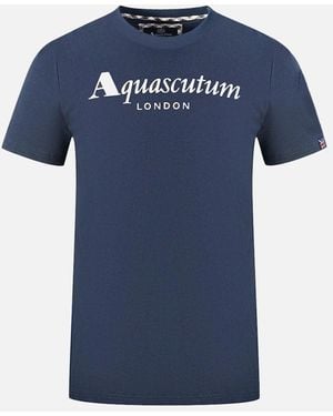 Aquascutum London Brand Logo T-Shirt - Blue