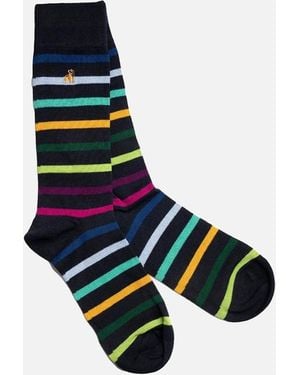 Swole Panda Bamboo Socks Multi Stripe - Blue