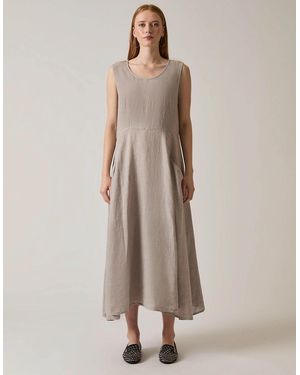 James Lakeland Linen Taupe Midi Dress - Natural
