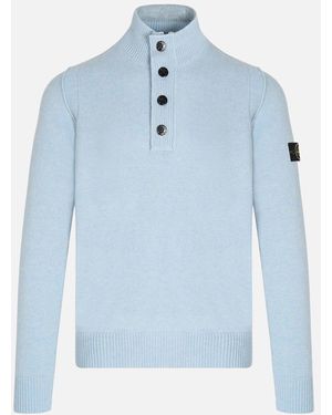 Stone Island Quarter Button Jumper - Blue