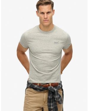 Superdry Essential Logo Embroidered Tee Fleck Marl - Grey