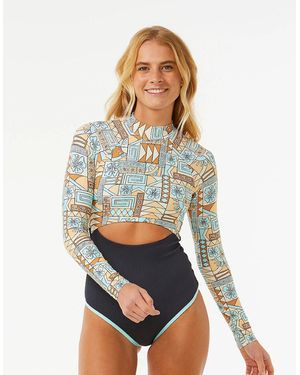 Rip Curl Rip Curl Block Party Long Sleeve Swimming Costume - White