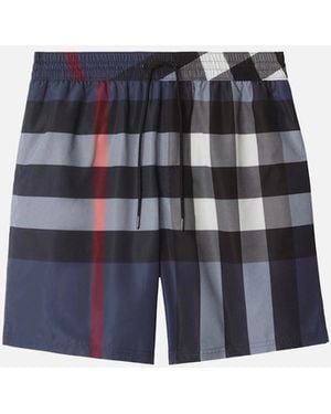 Burberry Check Swim Shorts - Blue