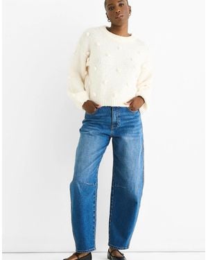 Gini London Cream Wool Mix Oversized Knit Jumper - Blue