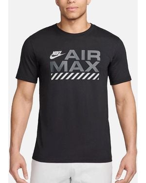 Nike Air Max T Shirts Short Sleeve Crew Neck Regular Fit Casual Graphic Tee - Black