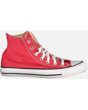 Converse High Top Lace-Up Sports Shoes With Contrast Sole - Red