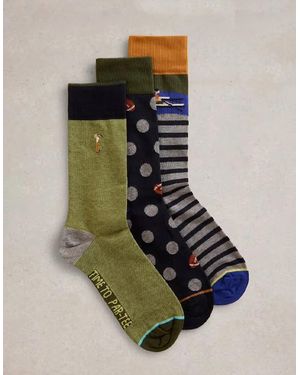 White Stuff 3 Pack Sporty Chap Ankle Sock Multi - Green