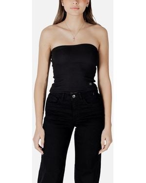 Calvin Klein Sleeveless Plain Cotton-Lycra Top - Black