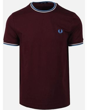 Fred Perry Twin Tipped T-Shirt Oxblood/Ecru/Court - Red